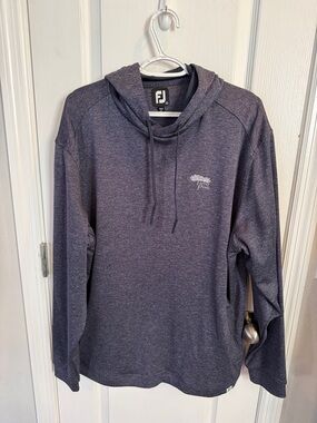 FootJoy Heathered Charcoal/Blue Pullover Hoodie with Torrey Pines logo